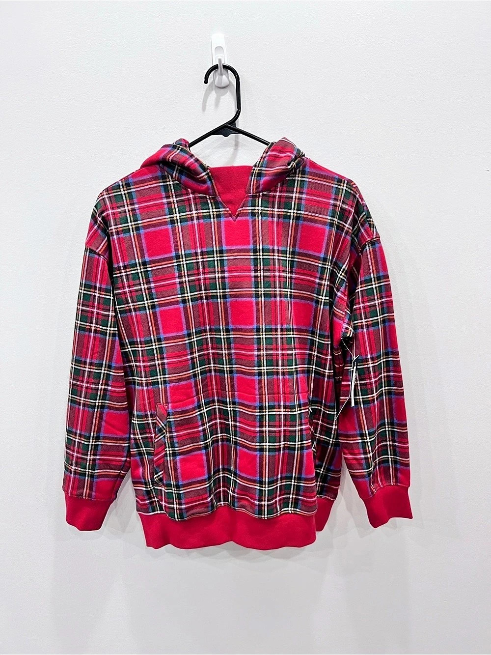 GAP Teen Red Tartan Plaid Fleece Hoodie Size 12 NWT Christmas